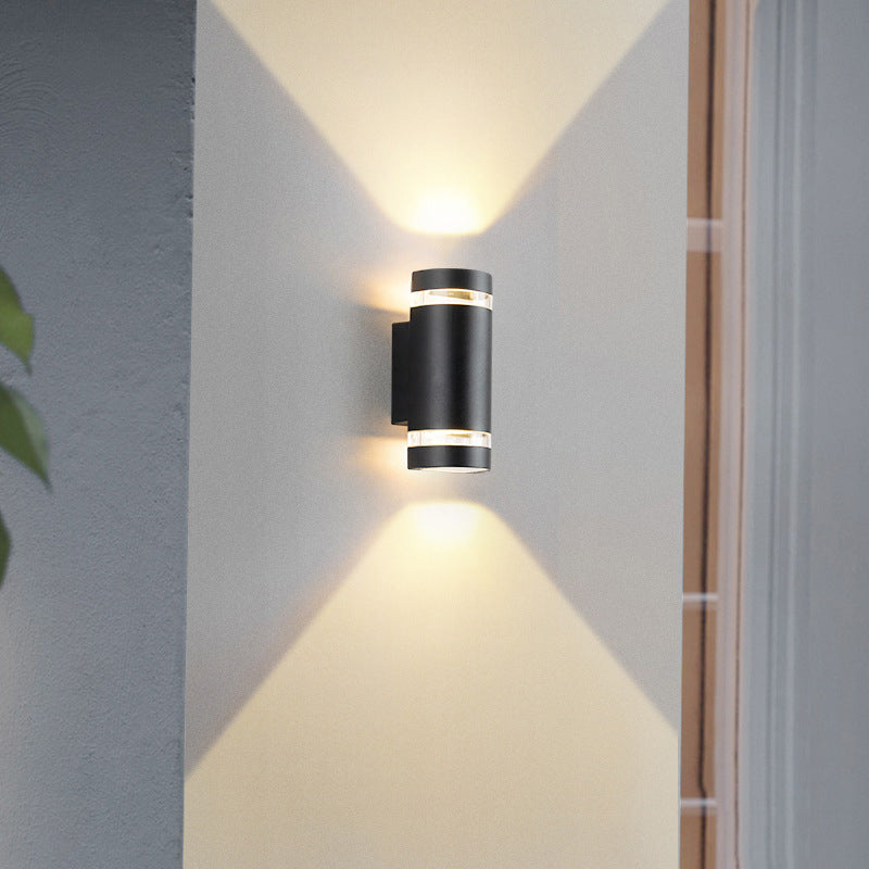 Samtidig industriell vanntett aluminiumsylinder LED opp og ned lyssterk spotlight vegglampe for utendørs terrasse | Skanto