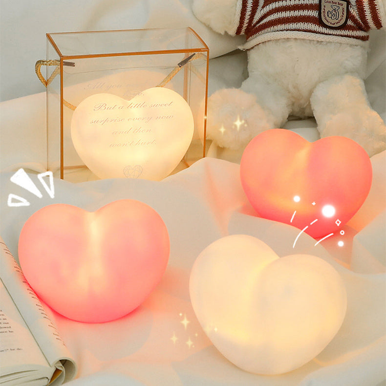 Skanto | LuvSphere Silikon LED Nattlys | Hjerteformet Design | Bordlampe | Varm Stemningslys | Dekorativ