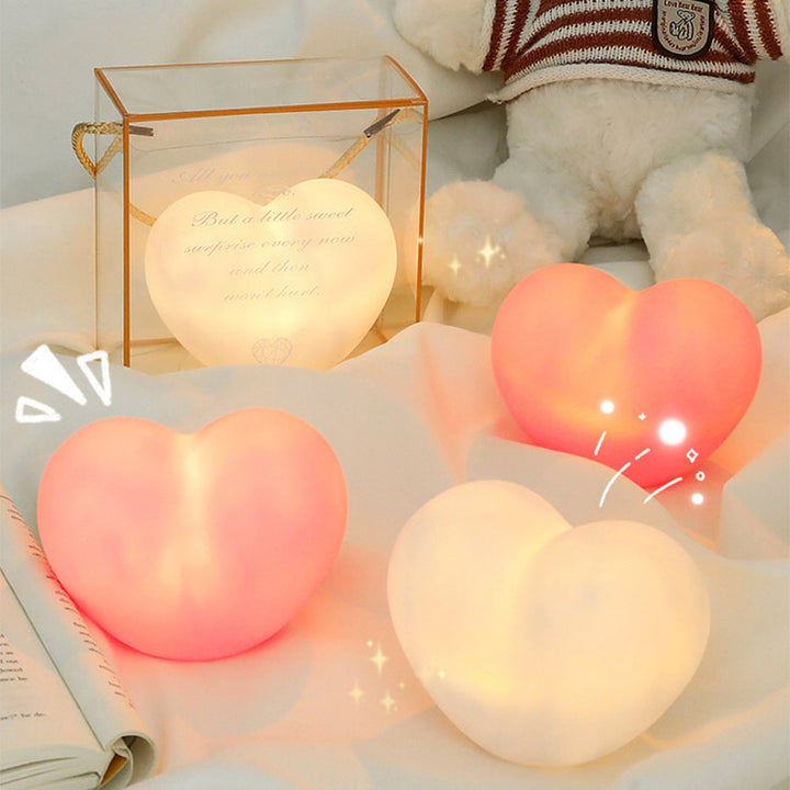 Skanto | LuvSphere Silikon LED Nattlys | Hjerteformet Design | Bordlampe | Varm Stemningslys | Dekorativ