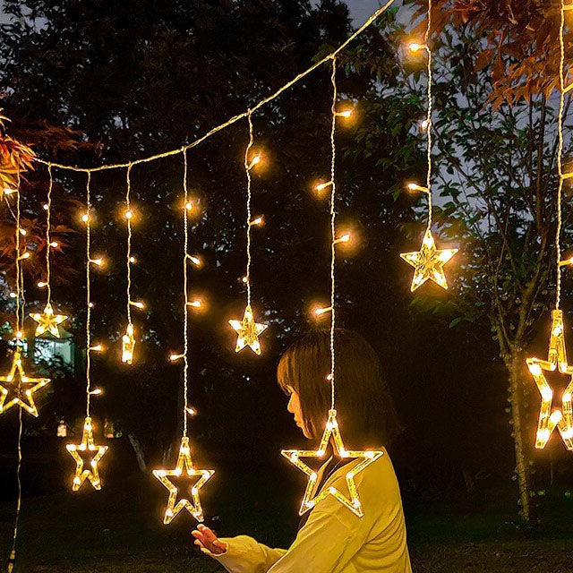 Skanto | LED Solenergi Stjerne Måne Gardin Lys Jul Utendørs Patio Dekorativ Camping Lysende Lyskastere