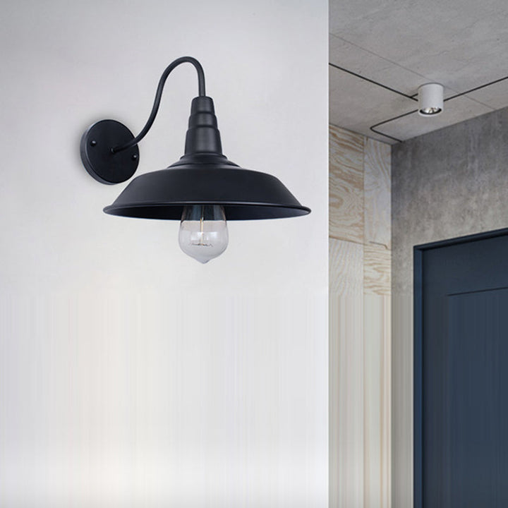 Skanto | Tradisjonell Vintage Jern Rund Skjerm 1-Lys Vegglampe For Spisestue