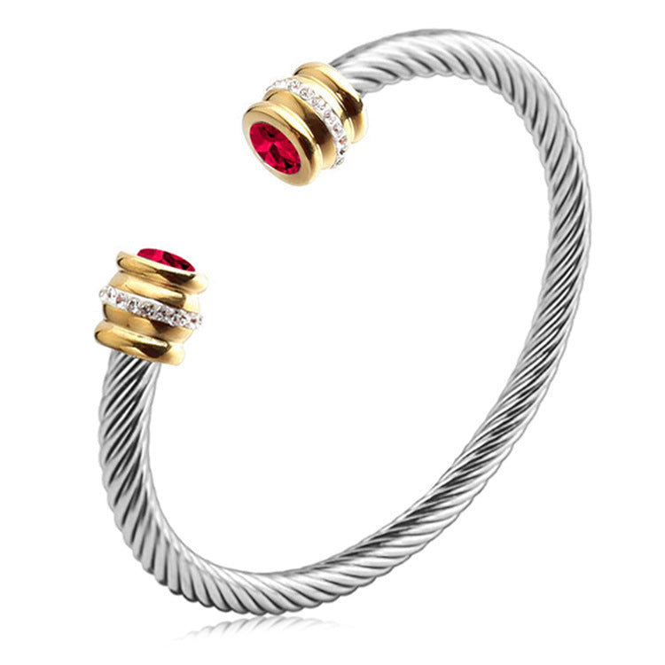 Skanto | Personlig Tilpasset Fødselsstein Ends Twist Cuff Armbånd