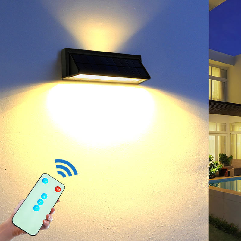 Utendørs solbelyst vanntett rektangulær skrå LED terrassevegglampe | Skanto