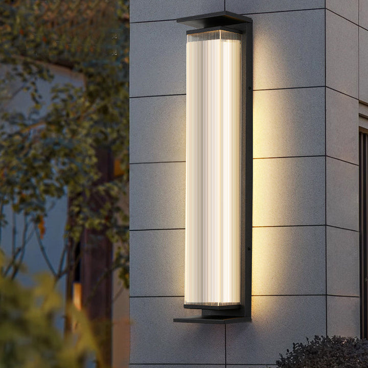 Vanntett, rektangulær LED-vegglampe i rustfritt stål og akryl til terrassen