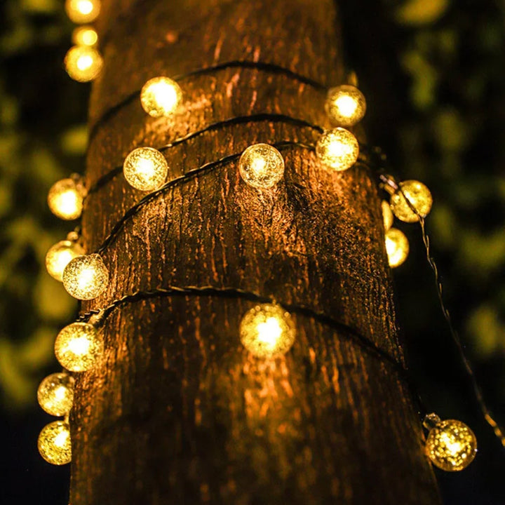 Solcelle lyslenker med ball lys - 5M-20 LED / 7M-50 LED / 12M-100 LED | Skanto