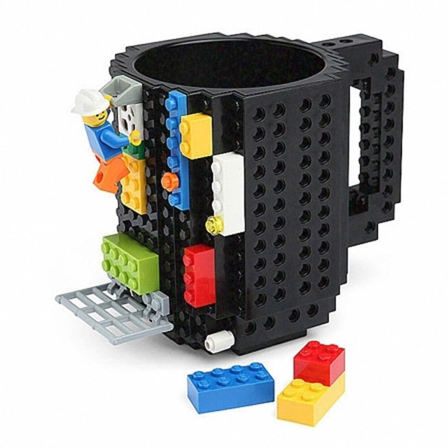 Norvo | 350ml Kreativ Lego Kaffe Kopper silikon rustfritt stål Reise Barn Voksen Bestikk Drikke Servise Sett for Barn