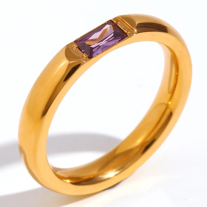 Skanto | 18k Baguette Cut Fødselsstein Ring