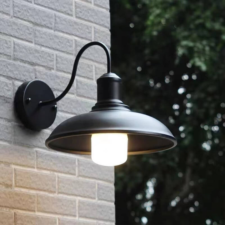 Retro Loft Dome Jern Utendørs Vanntett 1-Lyskilde Buet Arm Vegglampe | Skanto