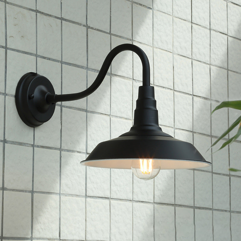 Skanto | Tradisjonell Vintage Jern Rund Skjerm 1-Lys Vegglampe For Spisestue
