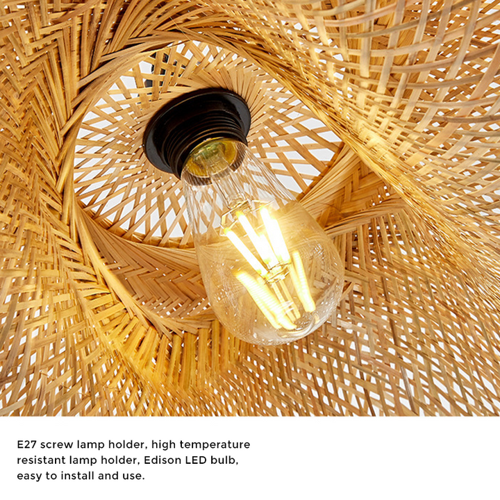 Skanto | Rattanvevd Bambus - Pendellampe - Led - Lys