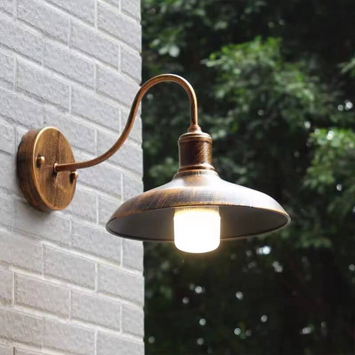 Retro Loft Dome Jern Utendørs Vanntett 1-Lyskilde Buet Arm Vegglampe | Skanto
