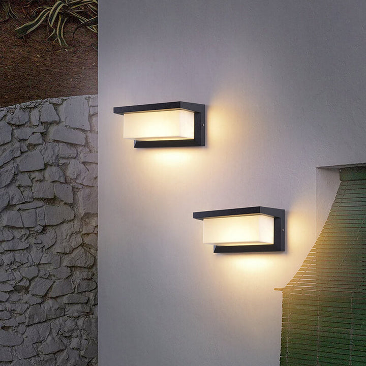 Moderne minimalistiske solrektangel PC LED utendørs vegglampe for utendørs patio | Skanto