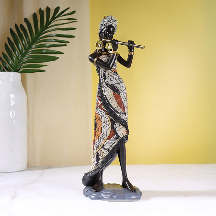 Skanto | Afrikansk kvinnelig musiker skulptur