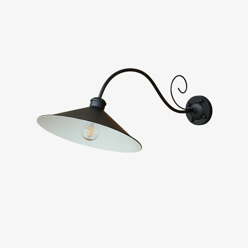 Moderne Retro Vanntett Jern Rund 1-Lys Vegglampe For Hage | Skanto