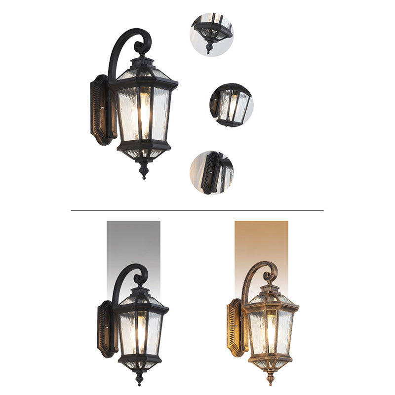 Tradisjonell europeisk vanntett aluminium glass oktagon sylinder 1-lykt vegglampe for hage | Skanto