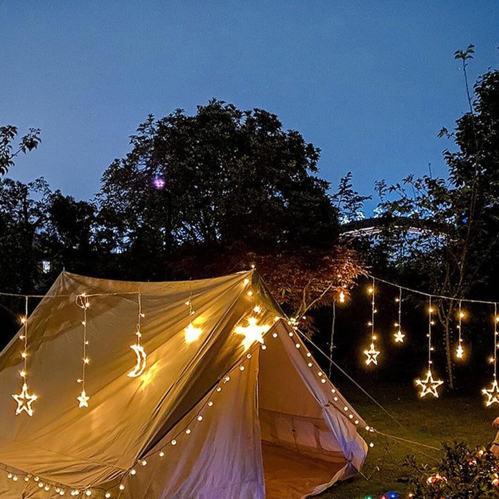 Skanto | LED Solenergi Stjerne Måne Gardin Lys Jul Utendørs Patio Dekorativ Camping Lysende Lyskastere