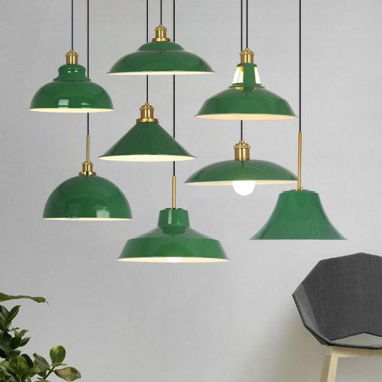 Skanto | RetroDome Industriell Vintage Pendellampe | Grønn Jernkuppel Design | Enkelt Lys | Rustikk Takbelysning