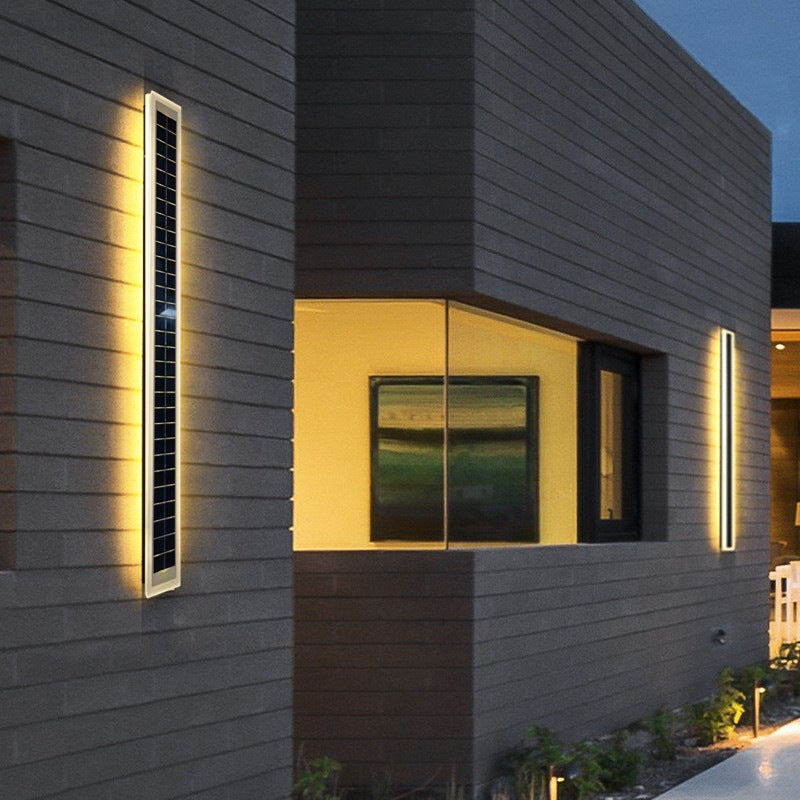 Minimalist Utendørs Solrektangulær Strip Vanntett Patio LED Vegglampe | Skanto