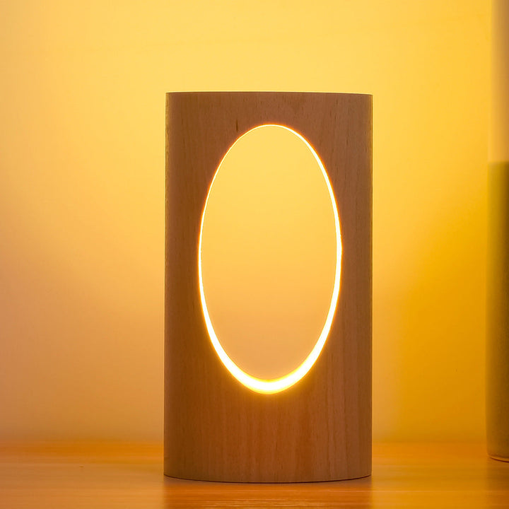 Skanto | Japansk heltre rektangulær søyle LED nattlampe USB bordlampe