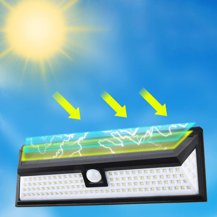 Moderne svart rektangulær menneskelig sensor solvarmvanntett utendørs hage LED vegglampe | Skanto