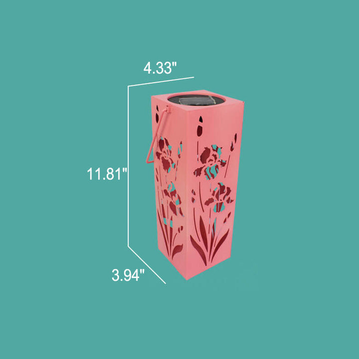 Skanto | Solar Butterfly Rose Pattern Hollow Column LED Utendørs Vanntett Dekorativ Lampe