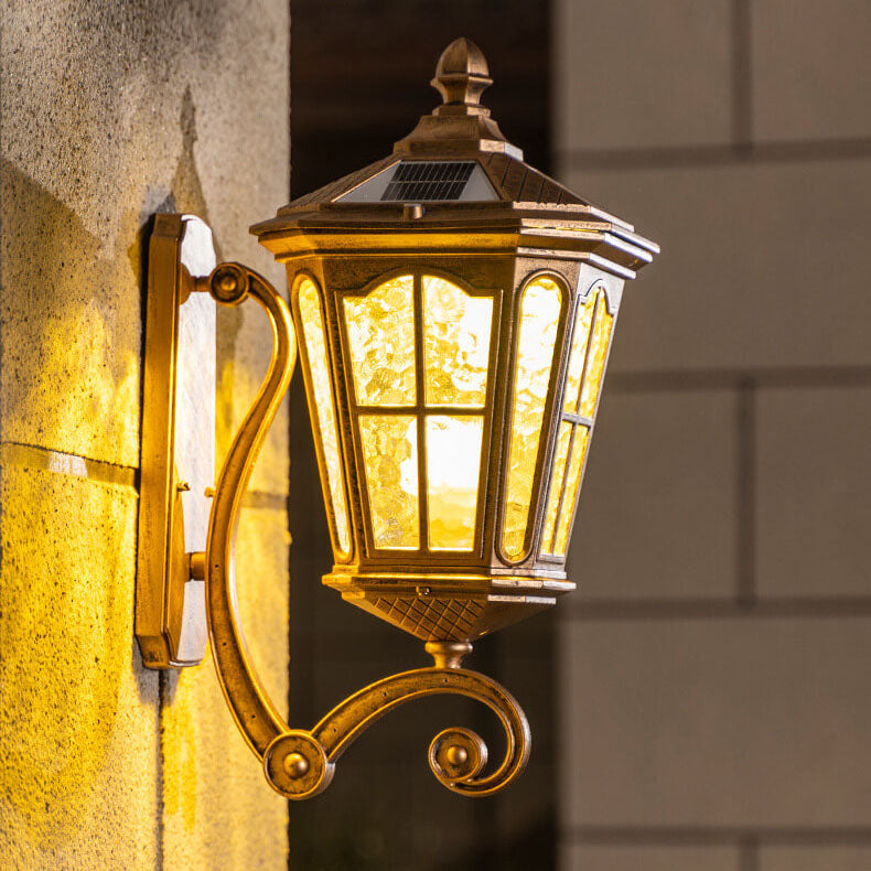 Europeisk sol utendørs lanterne aluminium glass vanntett 1-lykt vegg lampe | Skanto