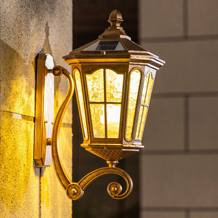 Europeisk sol utendørs lanterne aluminium glass vanntett 1-lykt vegg lampe | Skanto