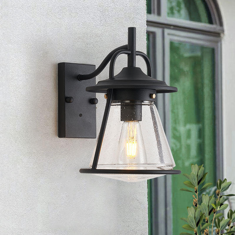 Vanntett Glass Cone Shade 1-Lys Utendørs Vegglampe | Skanto