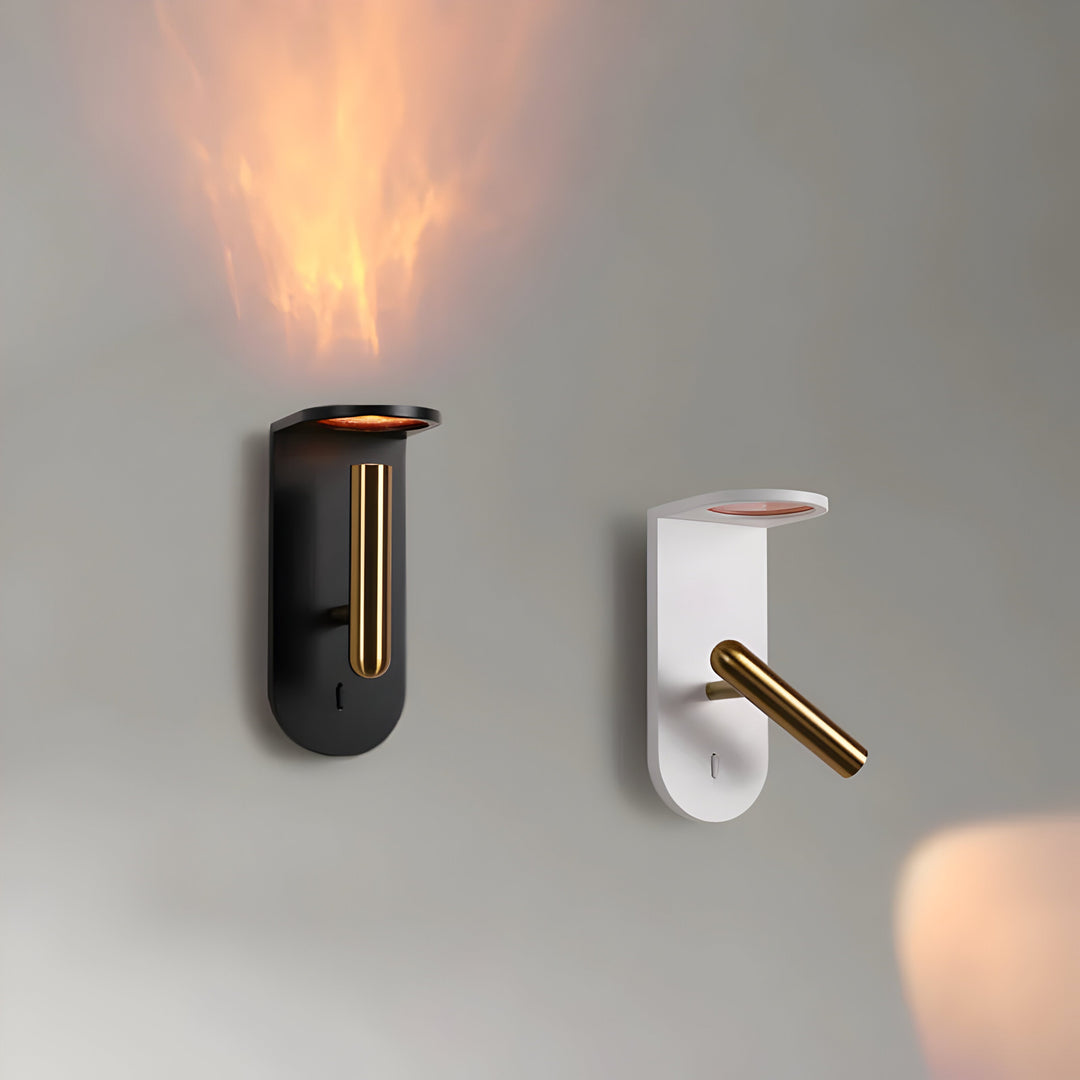 Justerbar nordisk LED-vegglampe med flammeeffekt Skanto