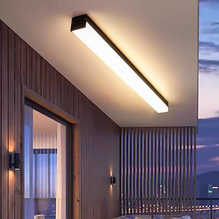 Moderne Minimalistisk Lang Rektangulær Aluminium PC LED Takmontert Lys For Utendørs Patio | Skanto