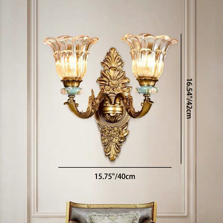 Skanto | FlorisLuxe Europeisk Vegglampe | Blomst Desig | 1-2 Flammer | Høykvalitets Harpiks & Glass | Eleganse for Stue & Gang