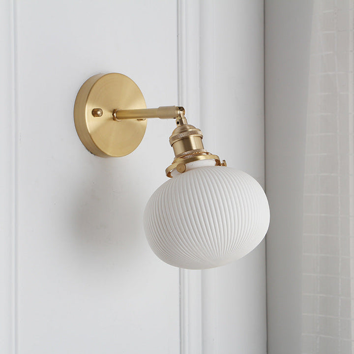 Skanto | Japansk Retro Minimalistisk Sylinder Oval Messing Lucite 1-Lys Vegglampe