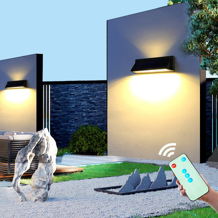 Utendørs solbelyst vanntett rektangulær skrå LED terrassevegglampe | Skanto