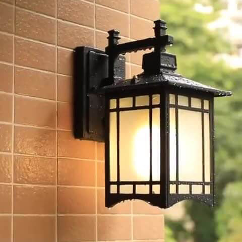 Moderne vanntette solcelle aluminiums kinesisk paviljong form 1-ledd vegglampe | Skanto