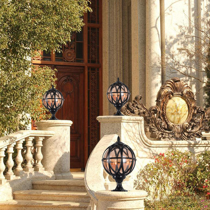 Tradisjonell kolonial globe glass aluminium 1-lys utendørs lys for hage | Skanto