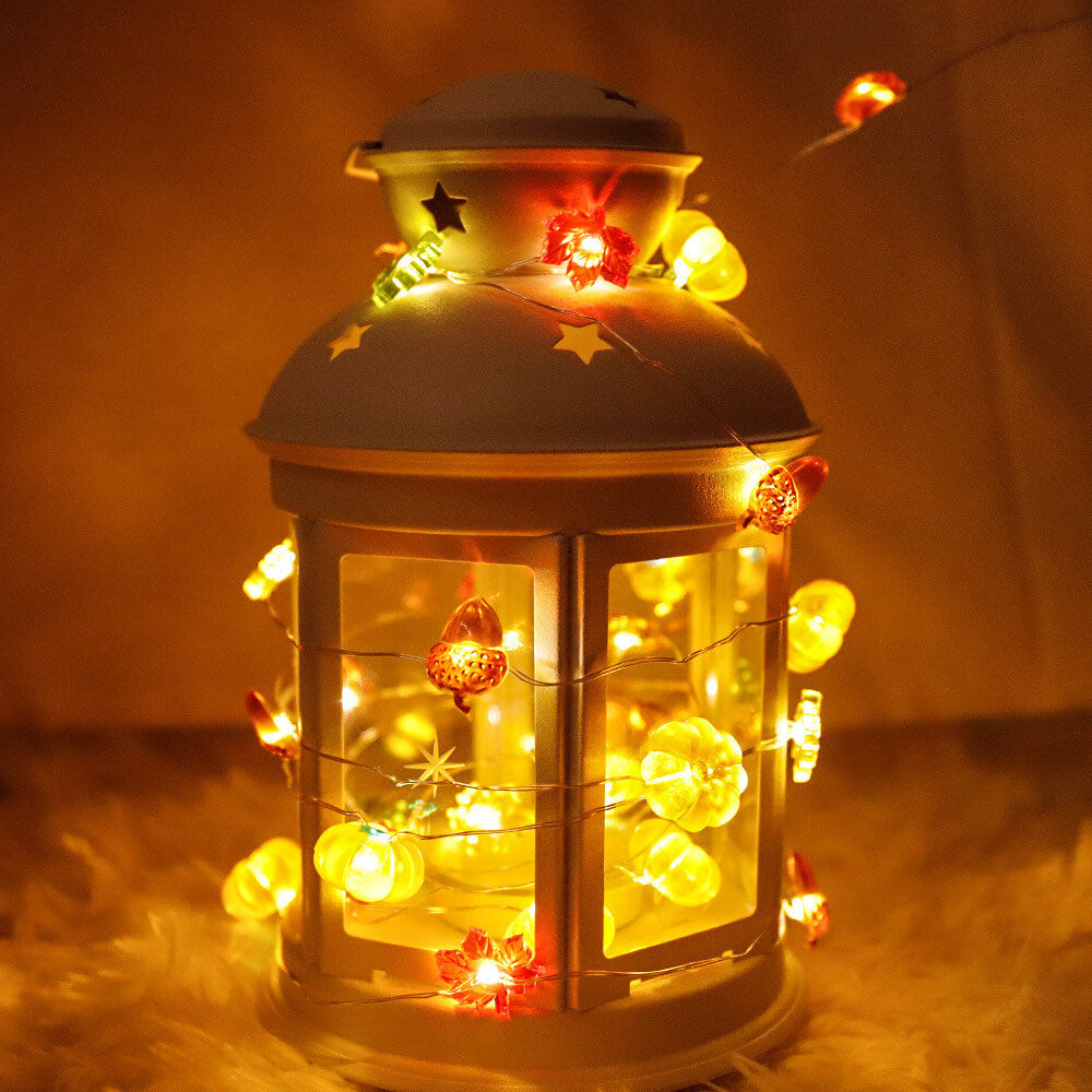 Norvo | Moderne Thanksgiving Lønn Eikenøtt Gresskar Dekorasjon 30 LED Lyslenker