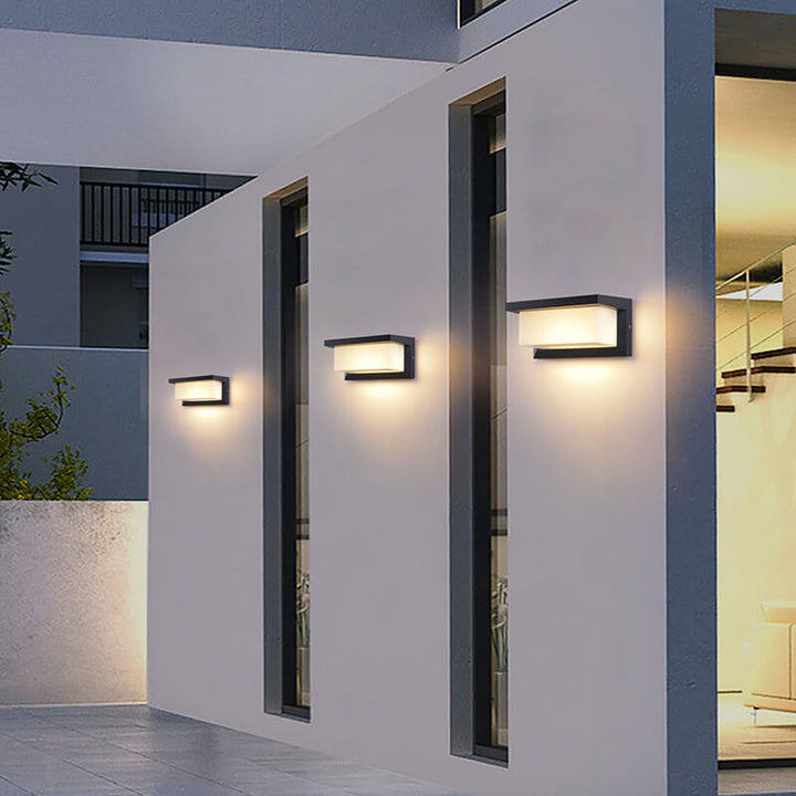 Moderne minimalistiske solrektangel PC LED utendørs vegglampe for utendørs patio | Skanto