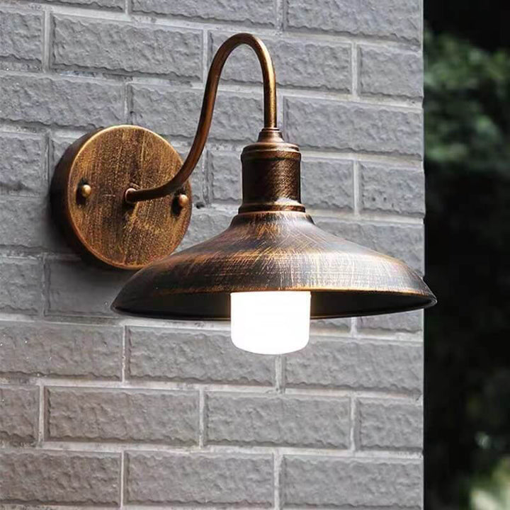 Retro Loft Dome Jern Utendørs Vanntett 1-Lyskilde Buet Arm Vegglampe | Skanto