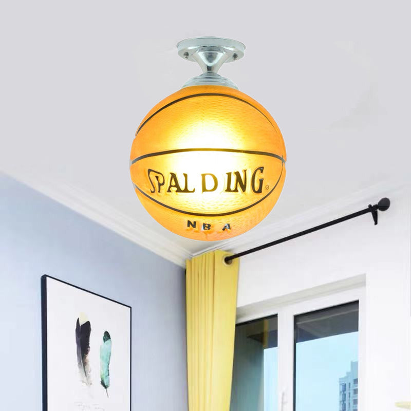 Skanto | SportLume Kreativ Taklampe | Basketball & Fotball Design | Halvmontert | Glasslampe