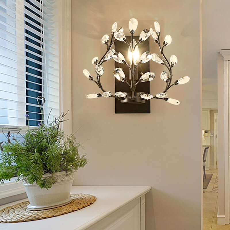 Norvo | Luminis Vegglampe | Luksus Krystall Design | Blad Motif | 1-Lyskilde & Moderne