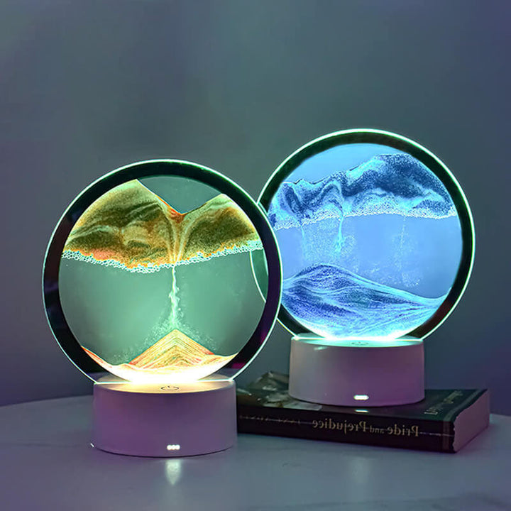 Skanto | Kreativ Rund Timeglass Quicksand 3D LED Nattlampe Bordlampe