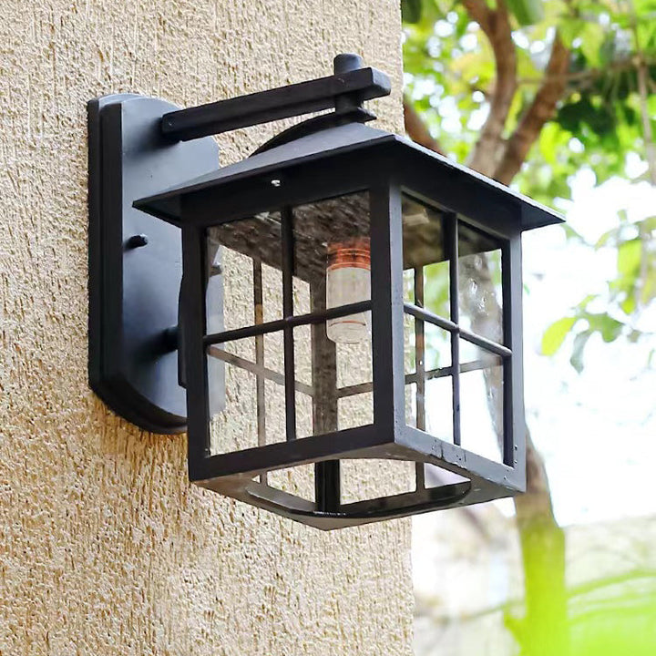 Moderne Enkelhet Vanntett Aluminium Kvadratisk Glass Skjerm 1-Lys Vegglampe For Utendørs Patio | Skanto
