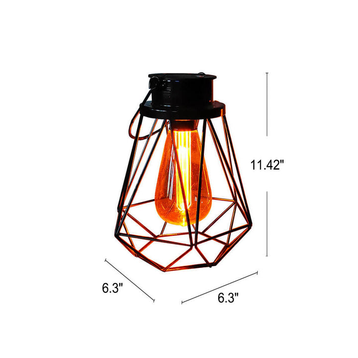 Solare Retro Jern Lanterne Geometri LED Dekorativ Utendørs Landskapslys | Skanto