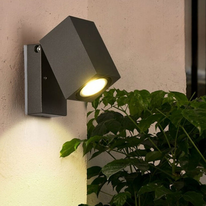 Moderne Enkelthet Vanntett Justerbar Vinkel Kvadrat Aluminium LED Vegglampe For Utendørs Terasse | Skanto