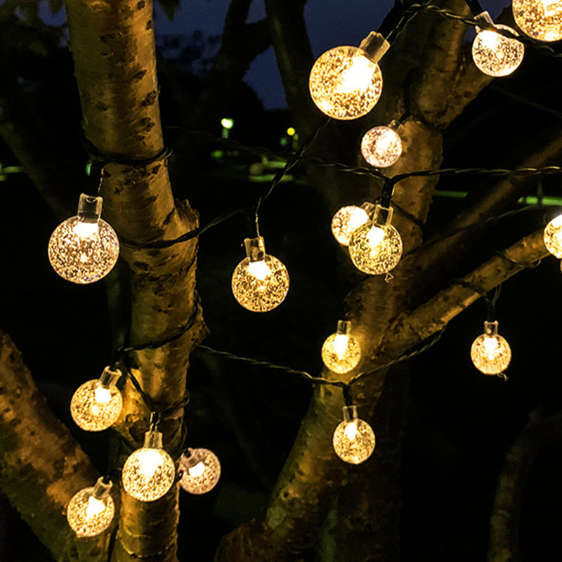 Norvo | Moderne Art Deco Vanntett Sol PVC Gummi Akryl Snø Bi Kule Krystall Kule Tåreformet LED Lyskjede Utendørs Lys For Hage