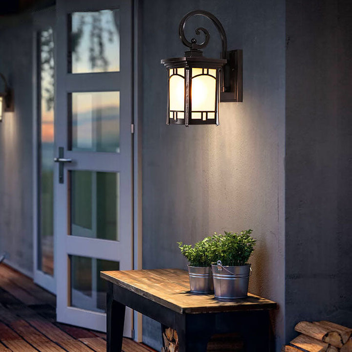 Moderne firkantet aluminiums glass utskåret 1-lampe utendørs vanntett vegglampe | Skanto