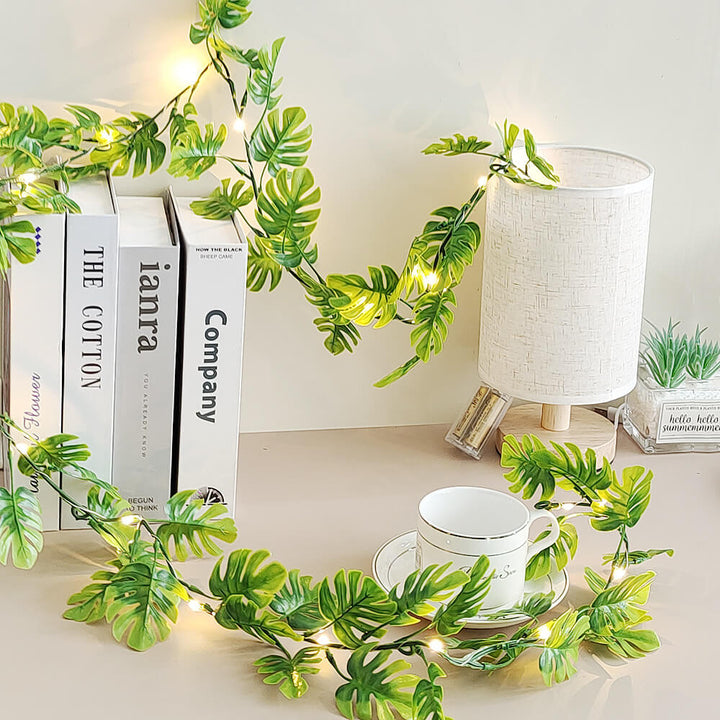 Skanto | Grønn Skilpaddeblad Kobbertråd Simulert Skilpaddeblad Rattan Dekorative LED Lyskjeder