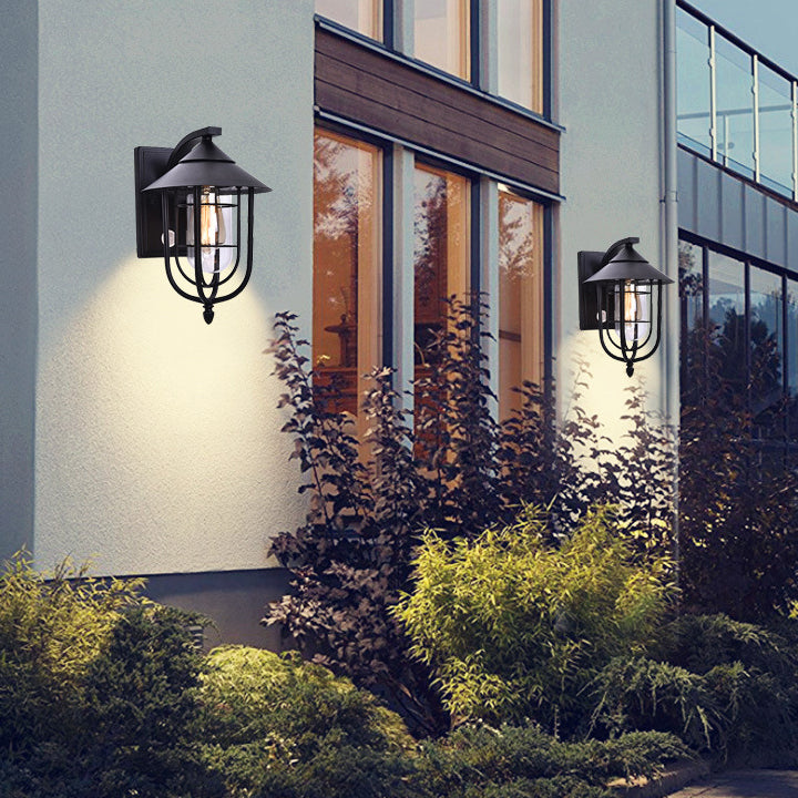 Moderne industriell jern vanntett menneskekroppssensor 1-lampe utendørs vegglampe for utendørs terrasse | Skanto