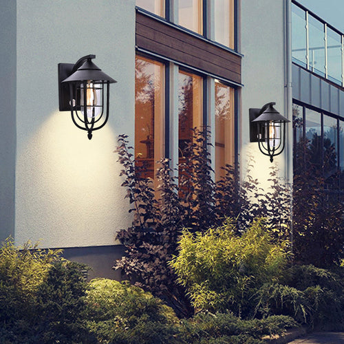 Moderne industriell jern vanntett menneskekroppssensor 1-lampe utendørs vegglampe for utendørs terrasse | Skanto