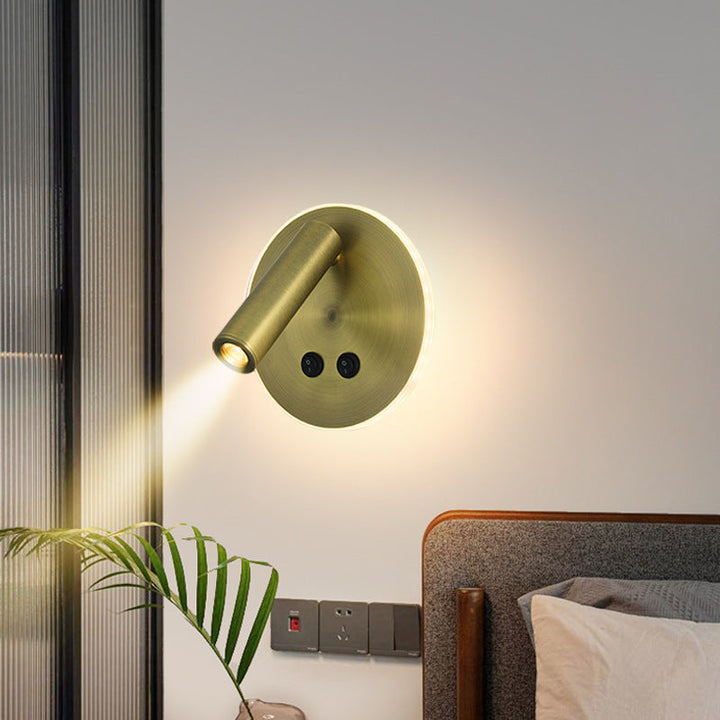 Skanto | Moderne Minimalistisk Rektangulær Rund Jern Aluminium LED Vegglampe For Soverom